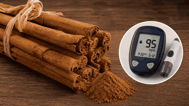 Ceylon cinnamon sticks next to a glucose meter
