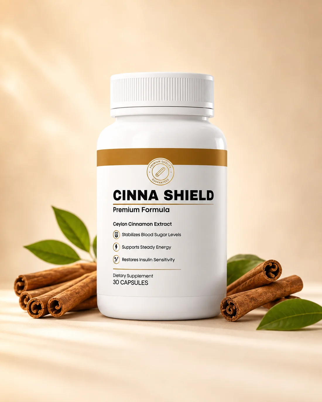 CinnaShield® bottle — 30 capsules of standardized Ceylon cinnamon extract